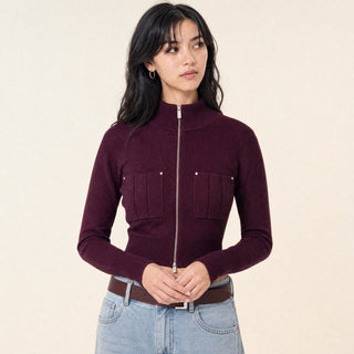 Suéter Crop con Cierre para Mujer Forever 21 #color_vino