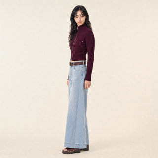 Suéter Crop con Cierre para Mujer Forever 21 #color_vino