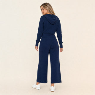 Suéter Hoodie Full-Zip Cropped para Mujer Forever 21 #color_azul-marino