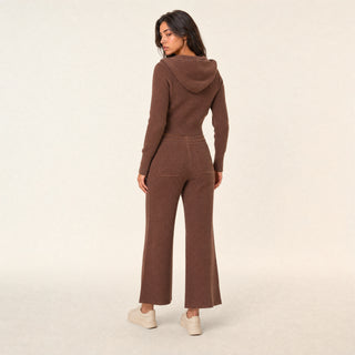 Suéter Hoodie Full-Zip Cropped para Mujer Forever 21 #color_café