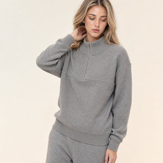 Suéter Oversized Quarter-Zip para Mujer Forever 21 #color_gris-jaspeado
