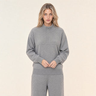 Suéter Oversized Quarter-Zip para Mujer Forever 21 #color_gris-jaspeado
