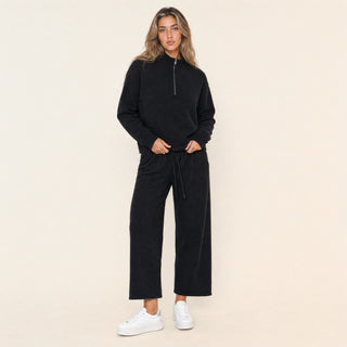Suéter Oversized Quarter-Zip para Mujer Forever 21 #color_negro