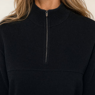 Suéter Oversized Quarter-Zip para Mujer Forever 21 #color_negro