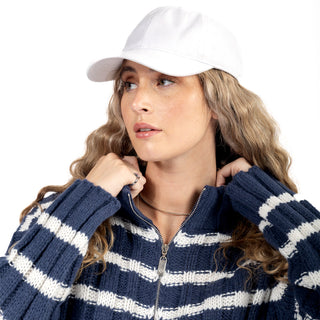 Suéter a rayas con cuello alto con cierre