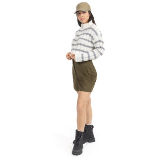 Suéter a rayas con cuello alto con cierre