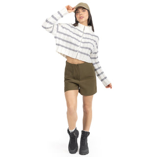 Suéter a rayas con cuello alto con cierre