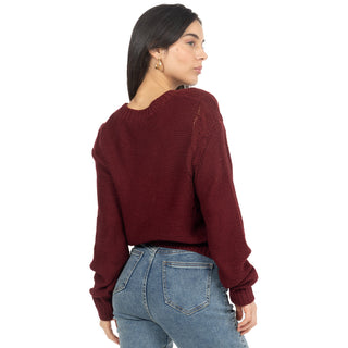 Suéter cuello redondo con puños acanalados