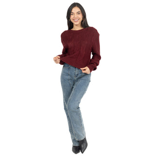 Suéter cuello redondo con puños acanalados