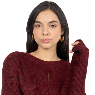 Suéter cuello redondo con puños acanalados