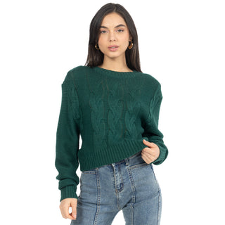 Suéter cuello redondo con puños acanalados