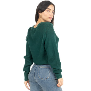 Suéter cuello redondo con puños acanalados