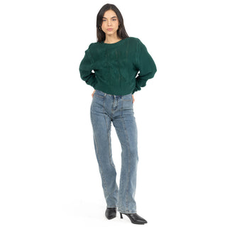 Suéter cuello redondo con puños acanalados