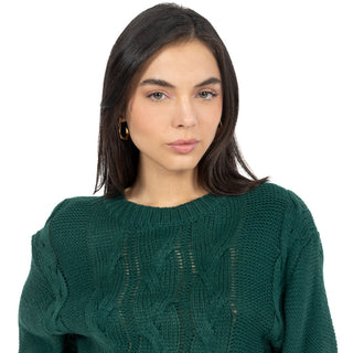 Suéter cuello redondo con puños acanalados