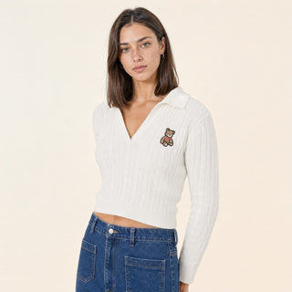 Suéter Cropped con Bordado para Mujer Forever 21 #color_blanco