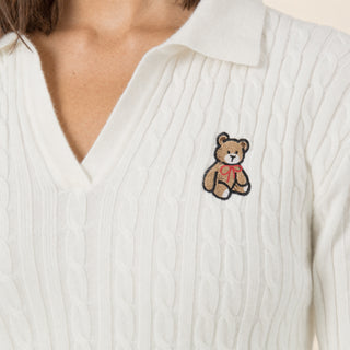 Suéter Cropped con Bordado para Mujer Forever 21 #color_blanco