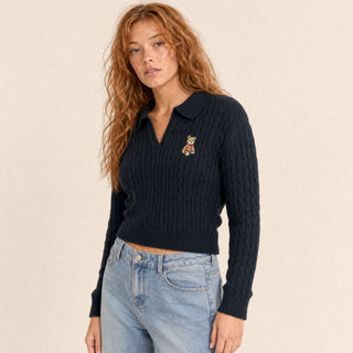 Suéter Cropped con Bordado para Mujer Forever 21 #color_negro