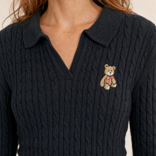 Suéter Cropped con Bordado para Mujer Forever 21 #color_negro