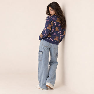 Suéter con Estampado Holiday para Mujer Forever 21 #color_azul-marino