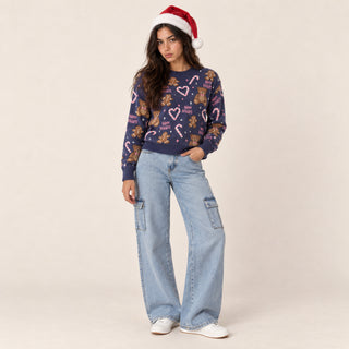 Suéter con Estampado Holiday para Mujer Forever 21 #color_azul-marino