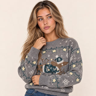 Suéter Navideño Oversized para Mujer Forever 21 #color_gris-jaspeado
