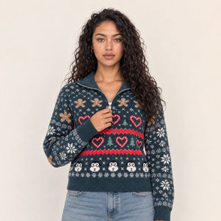 Suéter Navideño con Cierre para Mujer Forever 21 #color_verde