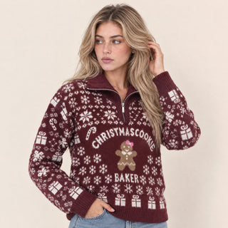 Suéter Navideño con Medio Cierre para Mujer Forever 21 #color_rojo