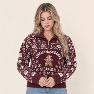 Suéter Navideño con Medio Cierre para Mujer Forever 21 #color_rojo