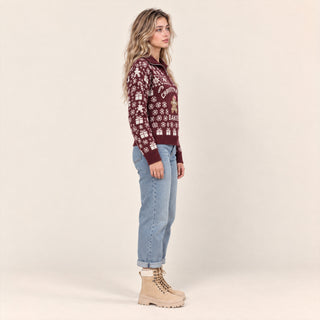 Suéter Navideño con Medio Cierre para Mujer Forever 21 #color_rojo