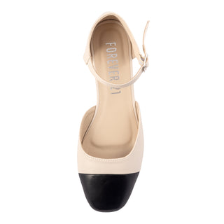 Flats Bicolor con Pulsera al Tobillo y Punta Cerrada