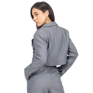 Saco Blazer Crop con Botón Único Al Frente