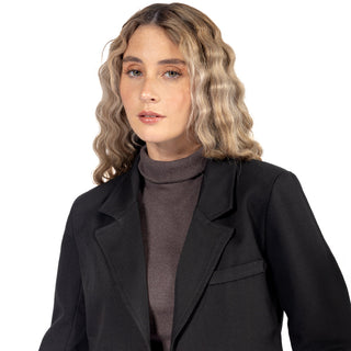 Saco Blazer Crop con Botón Único Al Frente