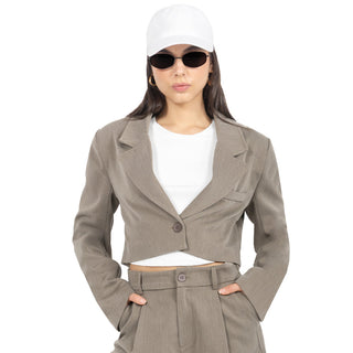 Saco Blazer Crop con Botón Único Al Frente