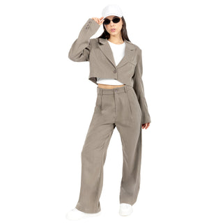 Saco Blazer Crop con Botón Único Al Frente