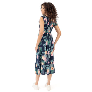 Vestido Largo Floral Cintura Ajustada