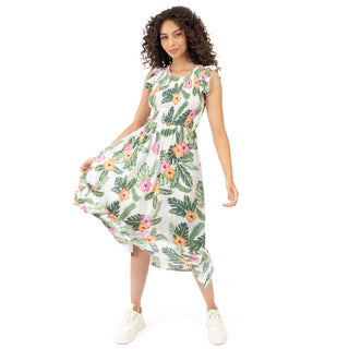 Vestido Largo Floral Cintura Ajustada