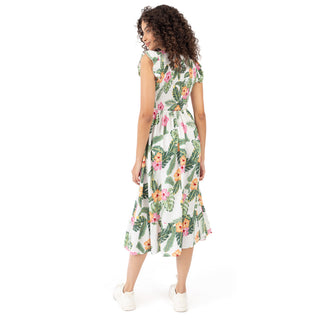 Vestido Largo Floral Cintura Ajustada