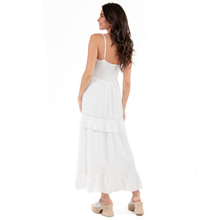 MAXIVESTIDO CON TIRANTES & RUFFLES AT DOWN