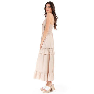 MAXIVESTIDO CON TIRANTES & RUFFLES AT DOWN