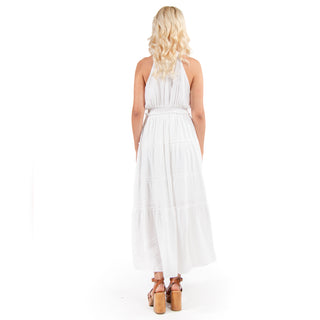 VESTIDO LARGO SLEVEELESS WITH HALTER NECK