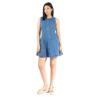 Vestido Denim con Cortes al Frente