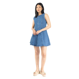Vestido Denim con Cortes al Frente