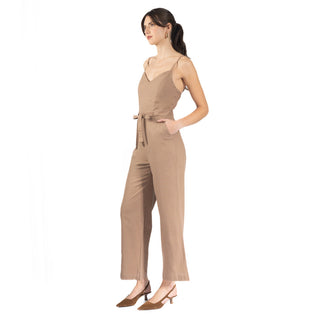 Jumpsuit Ajustado de Lino con Diseño Liso