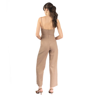 Jumpsuit Ajustado de Lino con Diseño Liso