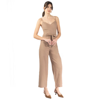 Jumpsuit Ajustado de Lino con Diseño Liso