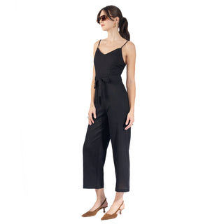 Jumpsuit Ajustado de Lino con Diseño Liso