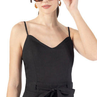 Jumpsuit Ajustado de Lino con Diseño Liso