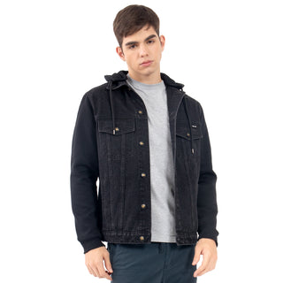 CHAMARRA PARA HOMBRE DENIM CON MANGAS DE FELPA FOREVER 21