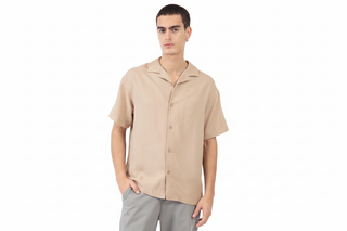 Camisa resort beige vista 1
