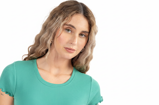 Playera crop verde agua vista 5